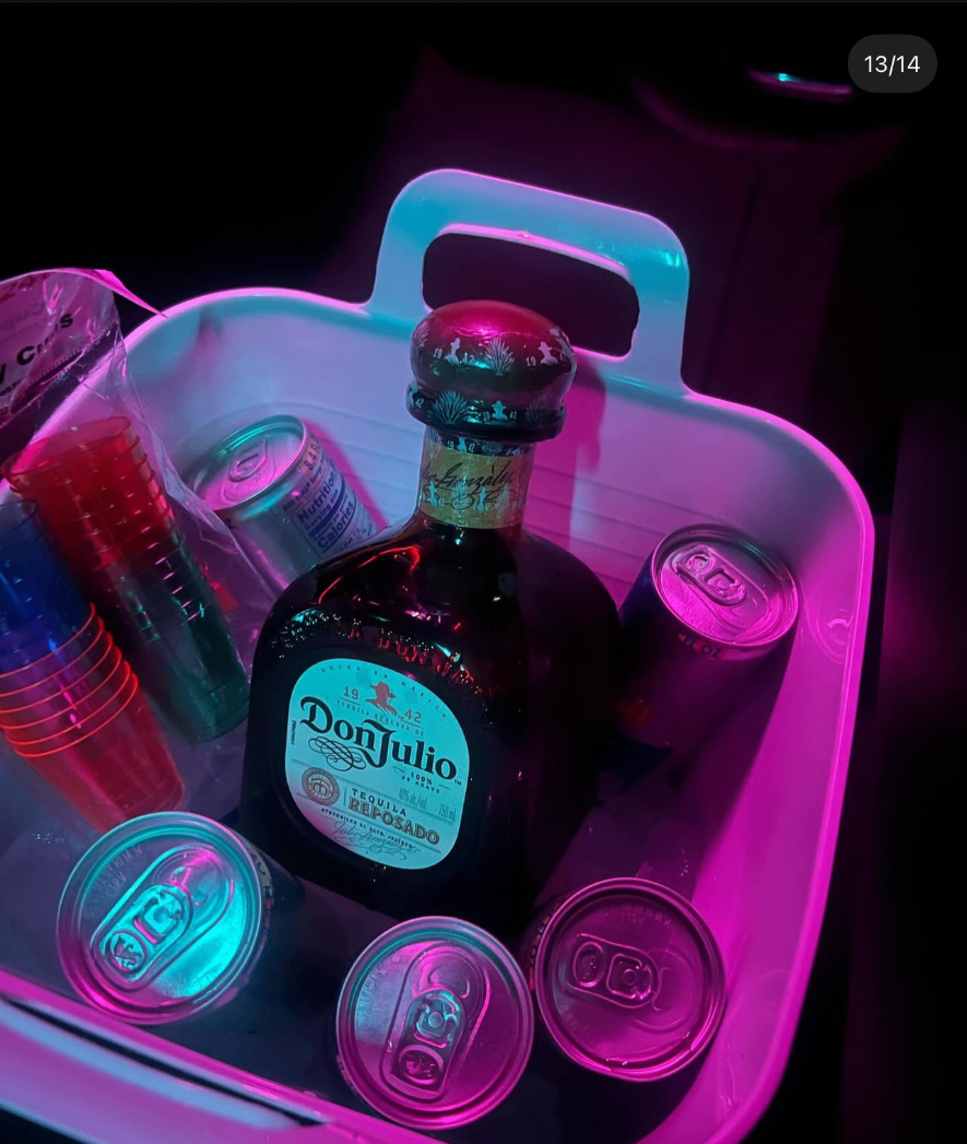 Don Julio, Red Bull, and refreshments inside the Frenzy truck
